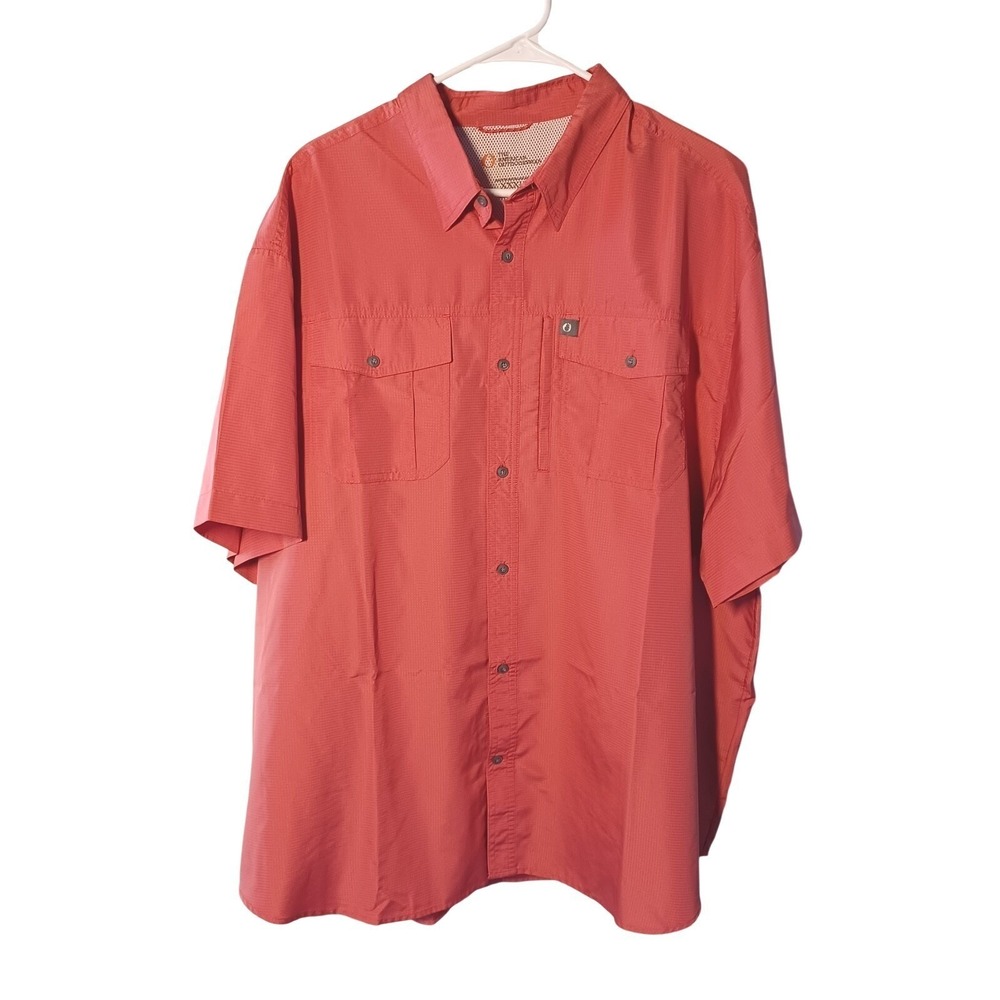 American Outdoorsman Mens XXXL Coral Orange SS Fishing Shirt Mesh Vent Ripstop